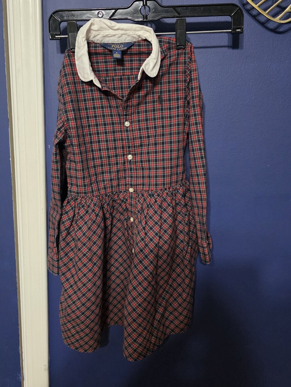 Polo Ralph Lauren Girls Plaid Shirt Dress Size 6 Preppy Holiday